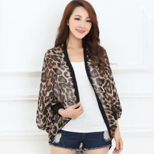 Women Hiking Outdoor Hooded Coat Leopard